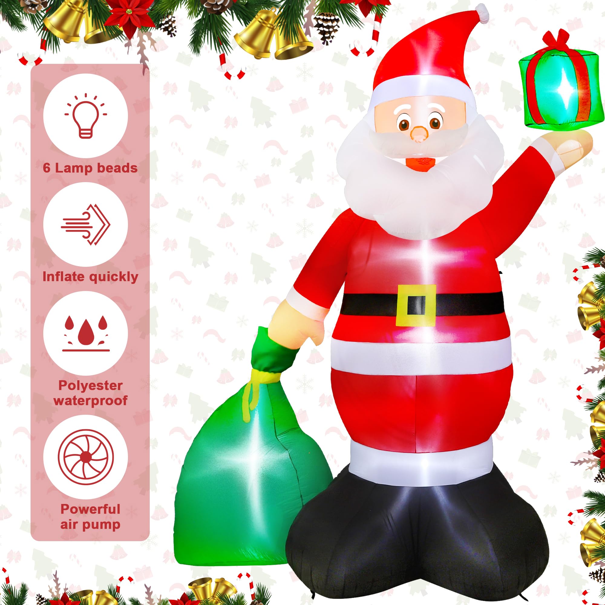 Amazon.co.jp: 14フィート クリスマスサンタ空気注入式 巨大